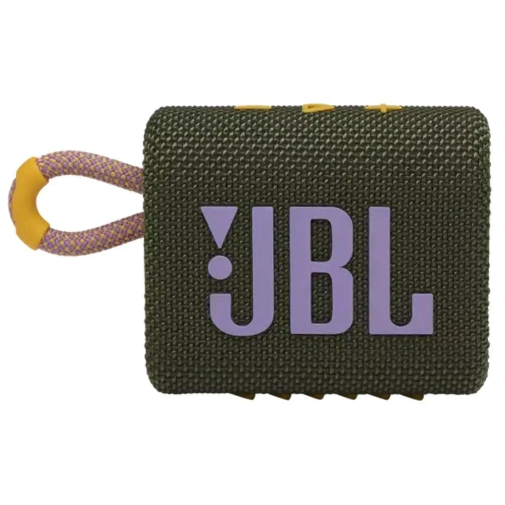JBL Go 3, Wireless Ultra Portable Bluetooth Speaker, Pro Sound, Vibrant Colors with Rugged Fabric Design, Waterproof, Type C (Without Mic, Green)